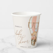 Teddybeer, roze heteluchtballon, Baby shower Papieren Bekers (Voorkant)