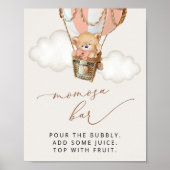 Teddybeer, roze heteluchtballon, Momosa Bar Poster (Voorkant)