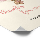 Teddybeer roze ivoren ballonnen bedankt voor komen poster (Hoek)