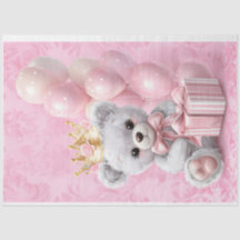 Teddybeer roze kleuren weefselpapier