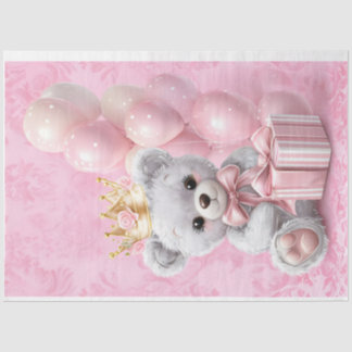 Teddybeer roze kleuren weefselpapier tissuepapier