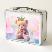 Teddybeer roze lint gouden kroon (Achterkant)