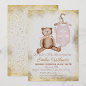  teddybeer roze meisje Baby shower Kaart (Voorkant / Achterkant)