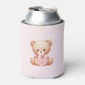 Teddybeer roze monogram Koelbox Blikjeskoeler (Blikje Voorkant)
