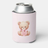 Teddybeer roze monogram Koelbox Blikjeskoeler (Blikje Achterkant)