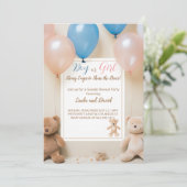 Teddybeer: Roze of Blauw Geslacht onthullen uitnod Kaart (Staand voorkant)