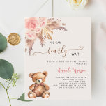 Teddybeer roze pampas gras meisje baby shower<br><div class="desc">Voor een modern boho stijl baby shower. Een beige achtergrond. Versierd met roze bloemblaadjes,  rozen,  pampasgras en een teddybeer. Personaliseer en voeg een naam en feestdetails toe. 1 vel = 1 uitnodiging afgedrukt rand tot rand.</div>