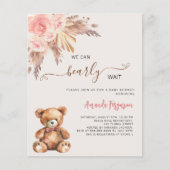 Teddybeer roze pampas gras meisje baby shower (Voorkant)