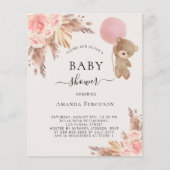 Teddybeer roze pampas gras meisje baby shower (Voorkant)