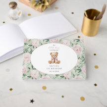 Teddybeer, Roze Strik, Roze Bloemen, Eerste Verjaa