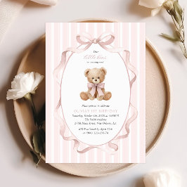 Teddybeer, Roze Strik, Roze Lint, Eerste Verjaarda Kaart