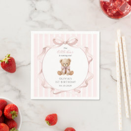 Teddybeer, Roze Strik, Roze Lint, Eerste Verjaarda Servet