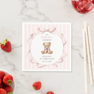Teddybeer, Roze Strik, Roze Lint, Eerste Verjaarda Servet