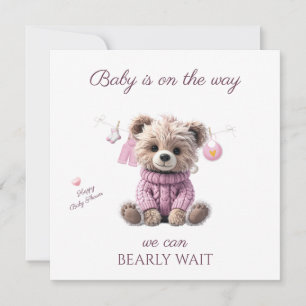 Teddybeer roze trui Gefeliciteerd Feestdagenkaart