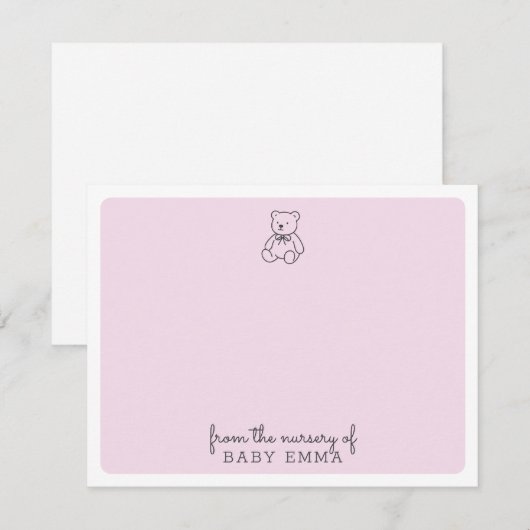 Teddybeer, roze uit de kinderkamer van de kaart (Voorkant / Achterkant)