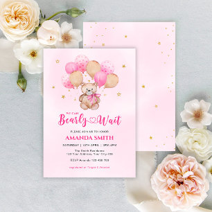 Teddybeer Roze Weinig Geduld Baby Shower Kaart