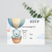 Teddybeer RSVP-kaarten voor babyjongens RSVP Kaartje (Staand voorkant)