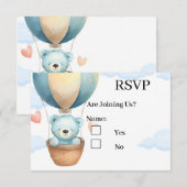 Teddybeer RSVP-kaarten voor babyjongens RSVP Kaartje (Voorkant / Achterkant)