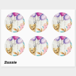 Teddybeer rustiek ronde sticker