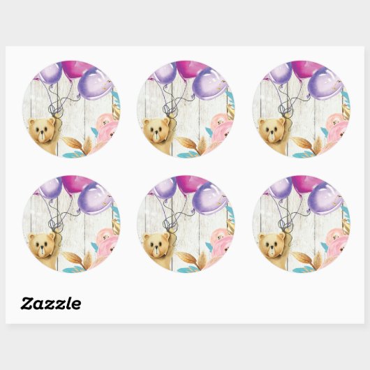 Teddybeer rustiek ronde sticker (Vel)