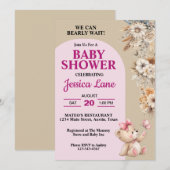 Teddybeer  rustieke bloemen meisje Baby shower Kaart (Voorkant / Achterkant)