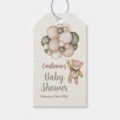Teddybeer Saliegroen Baby Shower Cadeaulabel (Voorkant)
