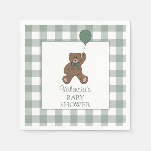 Teddybeer Saliegroen Baby Shower Servet