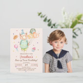 Teddybeer Saliegroen Beary Eerste Verjaardag Kaart (Staand voorkant)