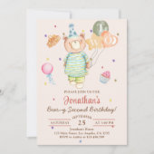 Teddybeer Saliegroen Beary Tweede Verjaardag Kaart (Voorkant)