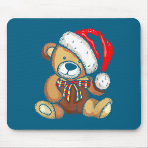 Teddybeer-santahoed Kerstpijama Schattige Kerstmis Muismat