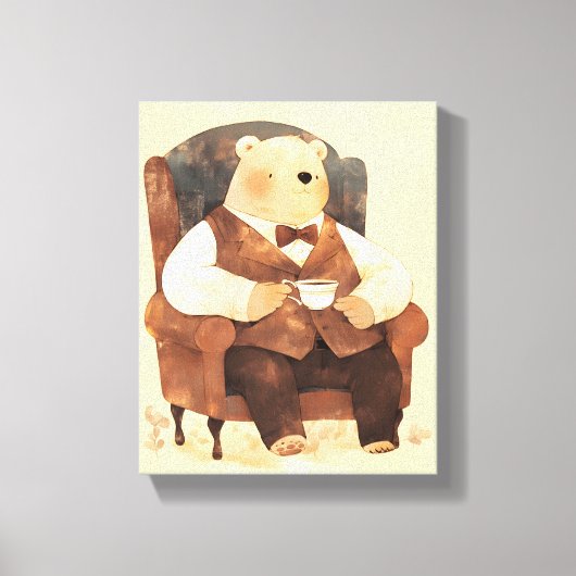 Teddybeer Scandinavische babykamer kunst Canvas Afdruk (Voorkant)