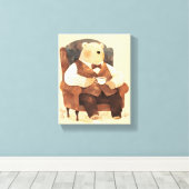 Teddybeer Scandinavische babykamer kunst Canvas Afdruk (Insitu (Houten vloer))