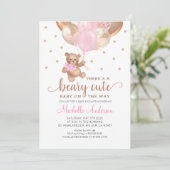 Teddybeer Schattig Baby Shower Uitnodiging (Staand voorkant)