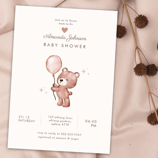 Teddybeer schattig hart baby shower kaart
