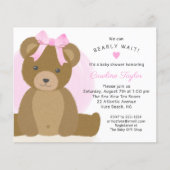 Teddybeer schattig roze strik baby meisje douche u (Voorkant)