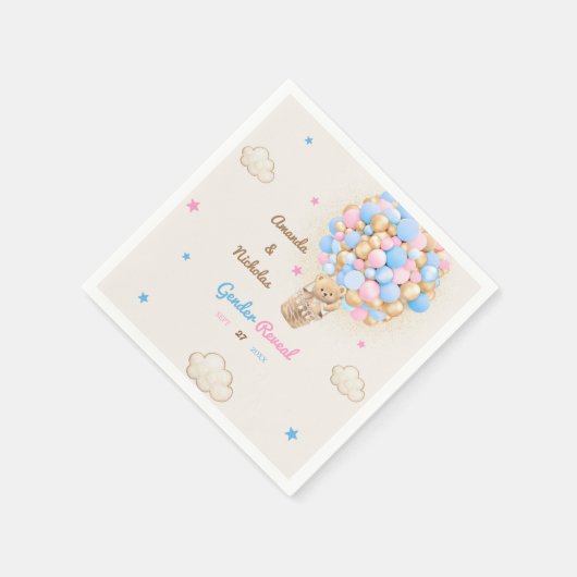 Teddybeer Schattige Geslacht onthullen roze blauw Servet (Hoek)