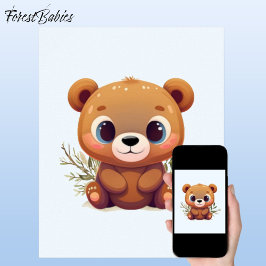 Teddybeer Schattige Lichtblauw Baby Woodland Anima Poster