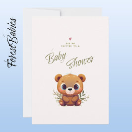 Teddybeer Schattige Roze Bloemen Baby shower 🧸 Kaart