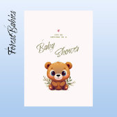 Teddybeer Schattige Roze Bloemen Baby shower 🧸 Kaart