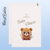 Teddybeer Schattige Roze Bloemen Baby shower 🧸 Kaart