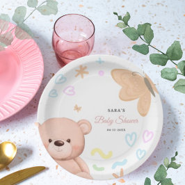Teddybeer Schattigee pastel meisje Baby shower Car Papieren Bordje