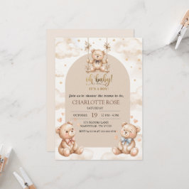 Teddybeer Schommel Het is een Jongen Meisje Baby B Kaart