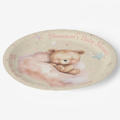 Teddybeer slaapt in het Baby shower Papieren Bordje (Gekanteld)