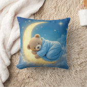 Teddybeer slaapt op een maan kussen (Deken)