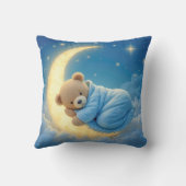 Teddybeer slaapt op een maan kussen (Achterkant)