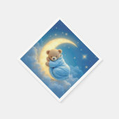 Teddybeer slaapt op een maan servet (Hoek)