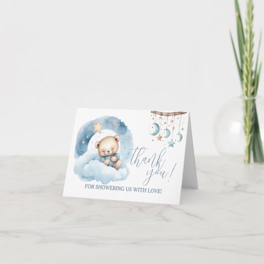 Teddybeer slapen op een wolk Dank u Notitie Invi (Voorkant)