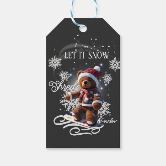 Teddybeer Sneeuwboard/Rijd/Cadeaubijsluiter Cadeaulabel (Voorkant)