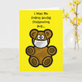 Teddybeer sociaal distantiëren Wenskaart Kaart (Gele Bloem)