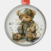 Teddybeer Soldaat Kerstmis Ornament (Voorkant)
